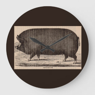 Farm Animal Printing Berkshire aus dem 19. Jahrhun Große Wanduhr