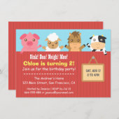 Farm Animal Red Fence Birthday Party Einladungen (Vorne/Hinten)