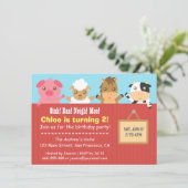 Farm Animal Red Fence Birthday Party Einladungen (Stehend Vorderseite)
