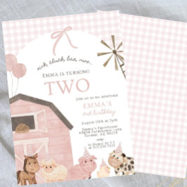 Farm Animal Second Birthday Invitation Girl | Farm Einladung