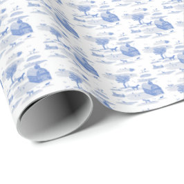Farm Animal Toile (Blue) Geschenkpapier