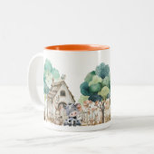Farm Animal Watercolor Mug – Cute Nursery cup Zweifarbige Tasse (Vorderseite Links)