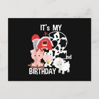 Farm Animals 2 Year Old It's My 2nd Birthday Party Ankündigungspostkarte