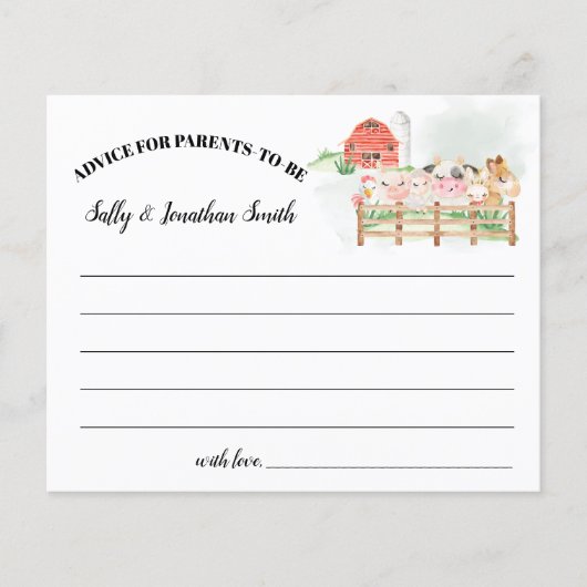 Farm Animals Advice for Parents to-be card Flyer (Vorne)