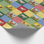 Farm Animals and Gingham Patchwork Quilt Geschenkpapier (Ecke)