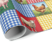 Farm Animals and Gingham Patchwork Quilt Geschenkpapier (Rolleneckpunkt)