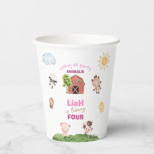 Farm animals Any Age Birthday Pappbecher (Vorderseite)