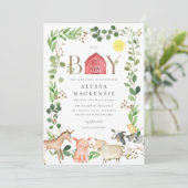 Farm Animals Baby Shower Invitation Einladung (Stehend Vorderseite)