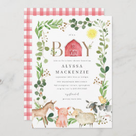 Farm Animals Baby Shower Invitation Einladung