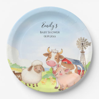 Farm Animals Baby Shower Paper Plates Pappteller