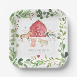 Farm Animals Baby Shower Paper Plates Pappteller