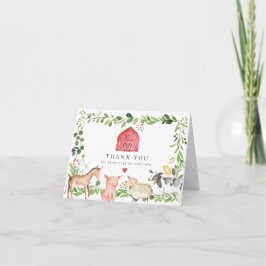 Farm Animals Baby Shower Thank You Card Dankeskarte