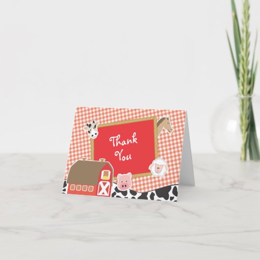 Farm Animals Baby Shower Thank You Cards Dankeskarte (Vorderseite)