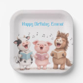 Farm Animals Band Birthday Pappteller (Vorderseite)