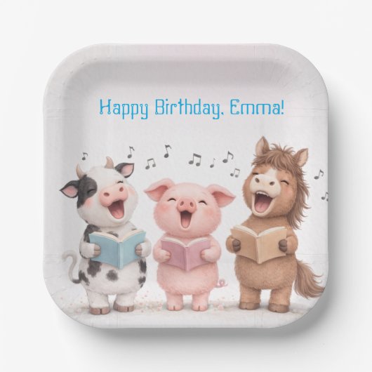 Farm Animals Band Birthday Pappteller (Vorderseite)