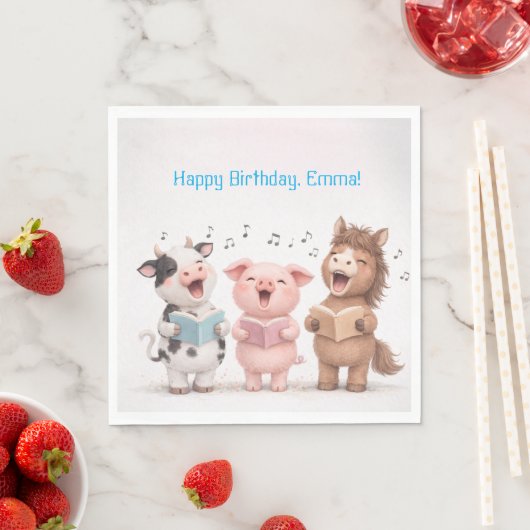 Farm Animals Band Birthday Serviette (Beispiel)