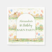Farm Animals Barnyard 1st Birthday Serviette (Vorderseite)