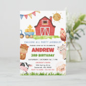 Farm Animals Barnyard Bash Ranch Birthday Party Einladung (Stehend Vorderseite)