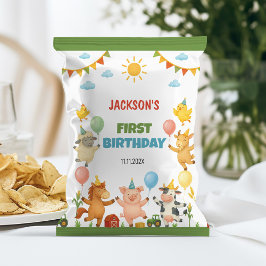 Farm Animals Barnyard Birthday Chip Bag Wrapper Flyer