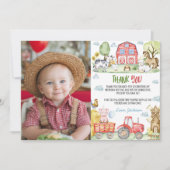 Farm Animals Barnyard Birthday Photo Dankeskarte (Vorderseite)