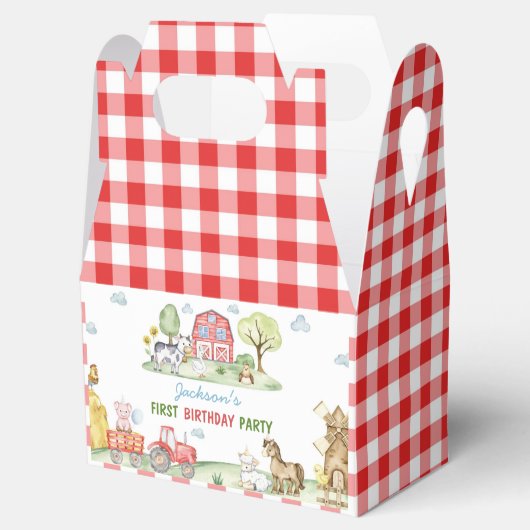 Farm Animals Barnyard Kids Birthday Favor Boxes Geschenkschachtel (Geöffnet)