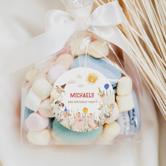 Farm Animals Birthday Banner Runder Aufkleber