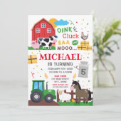 Farm animals Birthday kid Invitation Einladung (Stehend Vorderseite)
