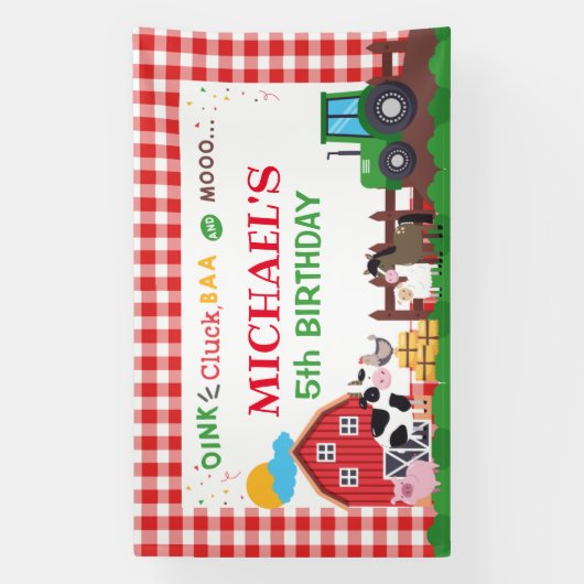 Farm animals birthday party banner backdrop (Vertikal)