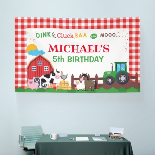 Farm animals birthday party banner backdrop (Messe)