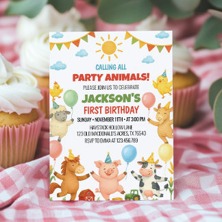 Farm Animals Birthday Party Invitation Einladung