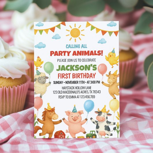 Farm Animals Birthday Party Invitation Einladung