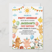 Farm Animals Birthday Party Invitation Einladung (Vorderseite)