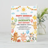 Farm Animals Birthday Party Invitation Einladung (Stehend Vorderseite)