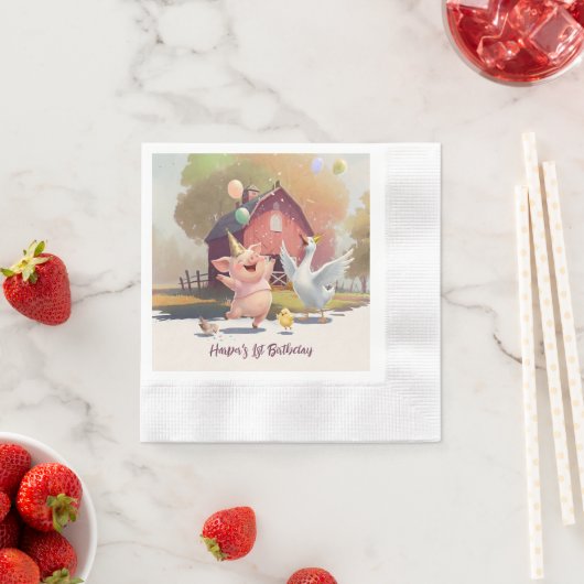 Farm Animals Birthday Party Paper Serviette (Beispiel)
