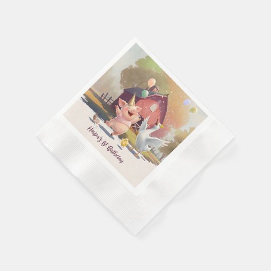 Farm Animals Birthday Party Paper Serviette (Ecke)