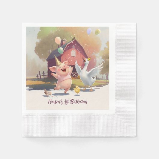 Farm Animals Birthday Party Paper Serviette (Vorderseite)