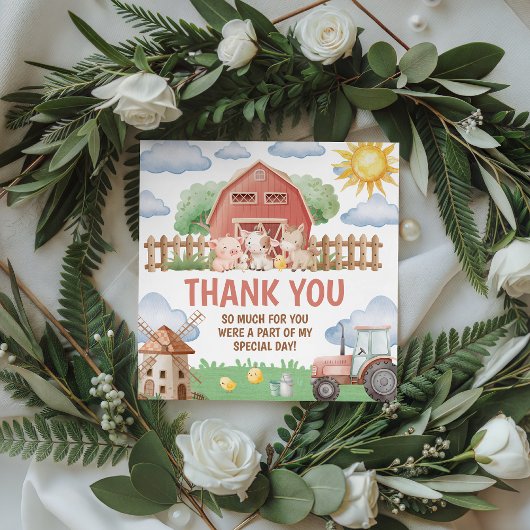 Farm Animals Birthday Thank You Card Geschenkanhänger