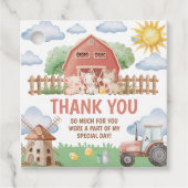 Farm Animals Birthday Thank You Card Geschenkanhänger (Vorderseite)