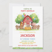 Farm Animals Birthday Theme - Barnyard Party Kids Einladung (Vorderseite)