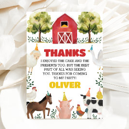 Farm Animals Boy Birthday Dankeskarte
