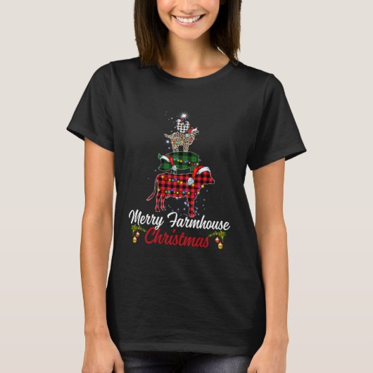 Farm Animals Christmas Merry Farmhouse Christmas F T-Shirt (Vorderseite)