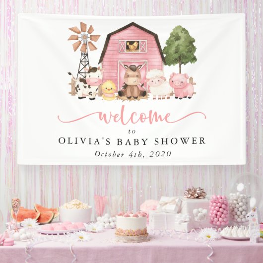 Farm Animals, Cute Animals, Baby Shower Welcome Banner (Party)
