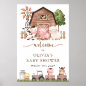 Farm Animals, Cute Animals, Baby Shower Welcome Poster (Vorne)