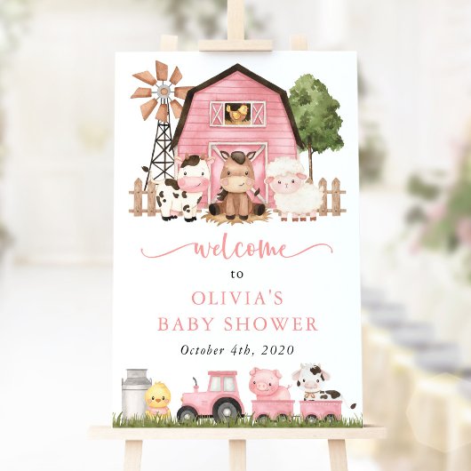 Farm Animals, Cute Animals, Baby Shower Welcome Poster