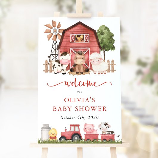 Farm Animals, Cute Animals, Baby Shower Welcome Poster