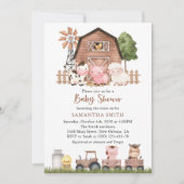 Farm Animals, Cute Animals, Barn, Baby Shower Einladung (Vorderseite)