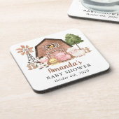 Farm Animals, Cute Animals, Barn, Baby Shower Getränkeuntersetzer (Linke Seite)