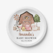 Farm Animals, Cute Animals, Barn, Baby Shower Pappteller (Vorderseite)