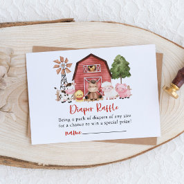 Farm Animals, Cute Animals, Barn, Diaper Raffle Begleitkarte