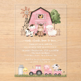 Farm Animals, Cute Animals, Barn, First Birthday Acryleinladungen